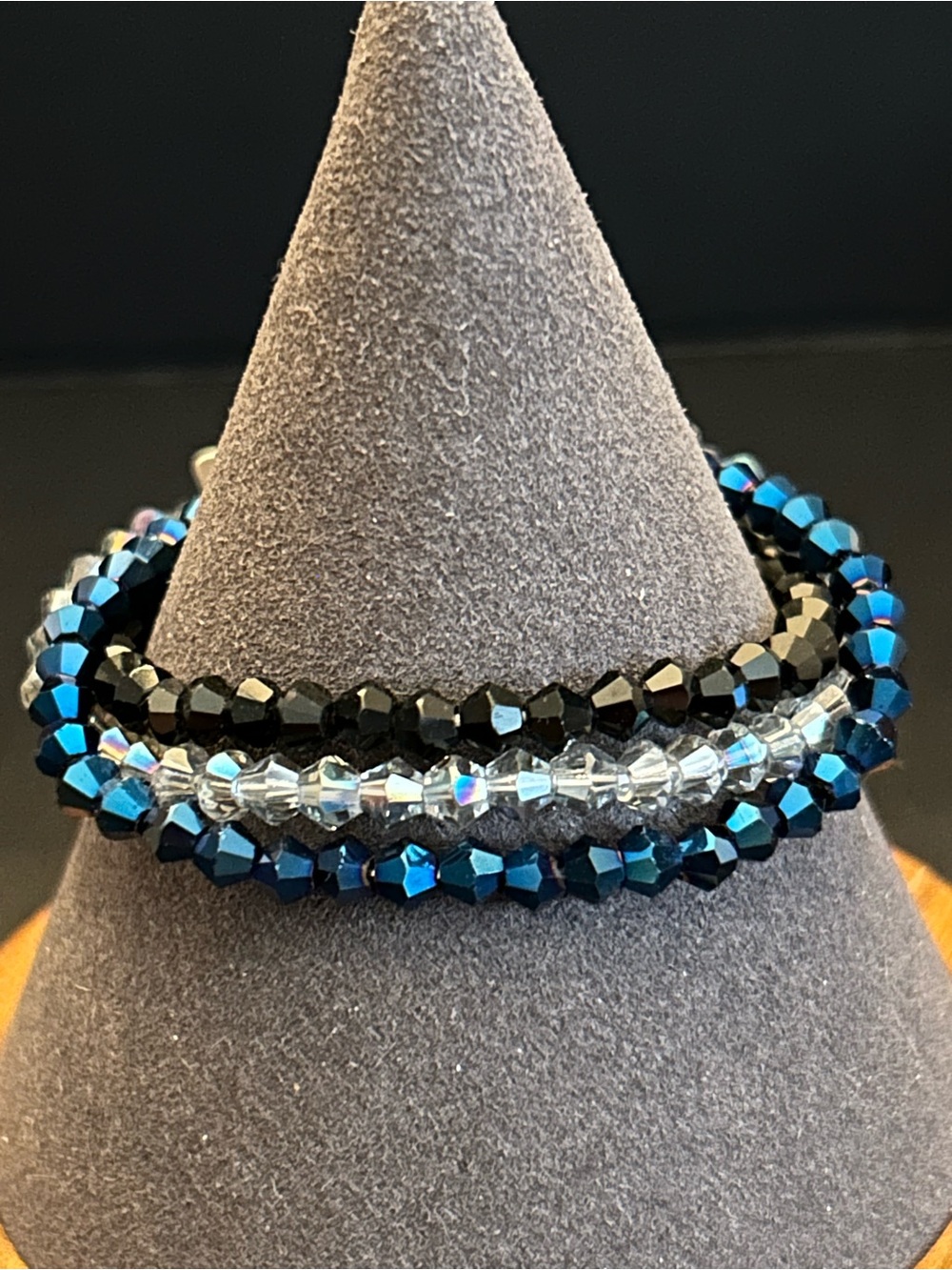 Choice of Assorted Color Faceted Beaded Stretch Bracelet Trio Set of 3